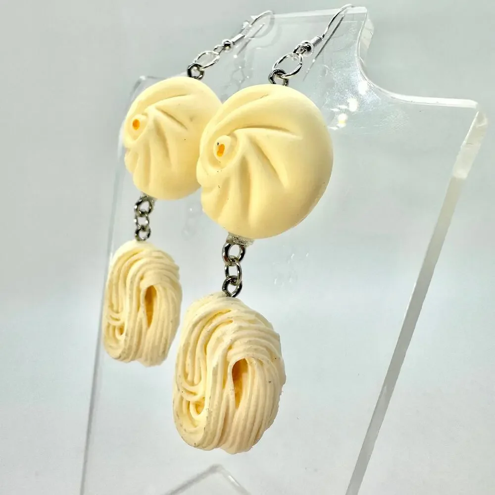 Dumpling & Noodle Earrings - Cute Foodie Dangles - Cozy Asian Aesthetic